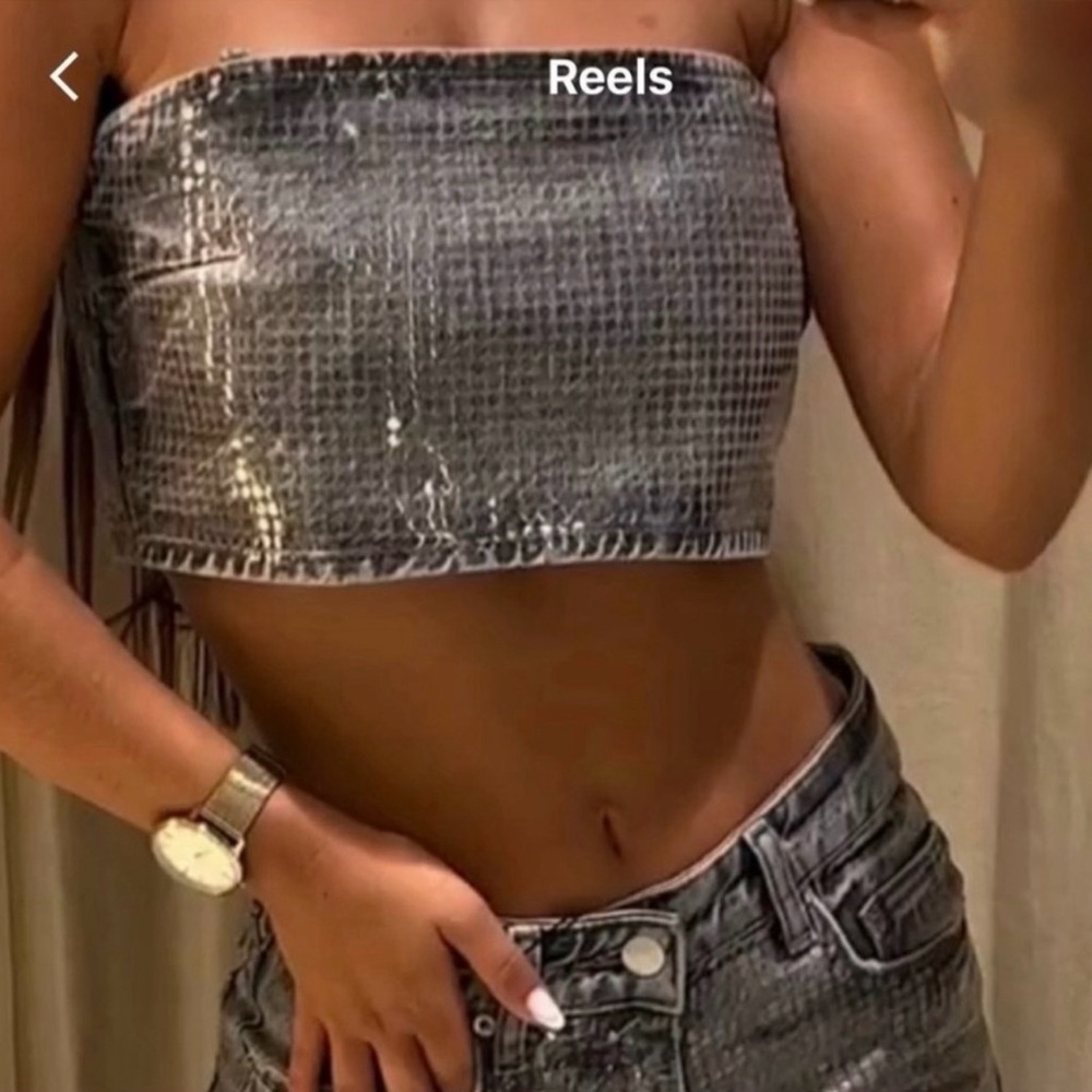 Silver Cropped Tube Top